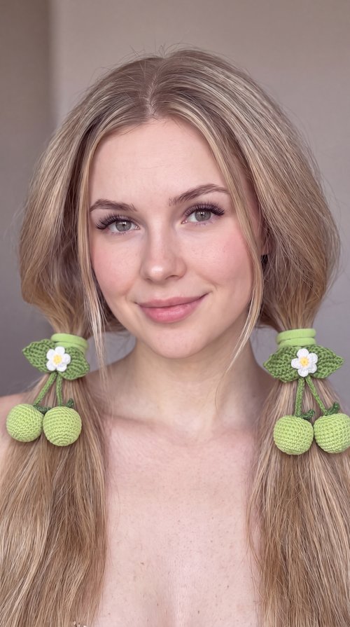 Crochet Hair Ties – Strawberries, Apples & Bluebells