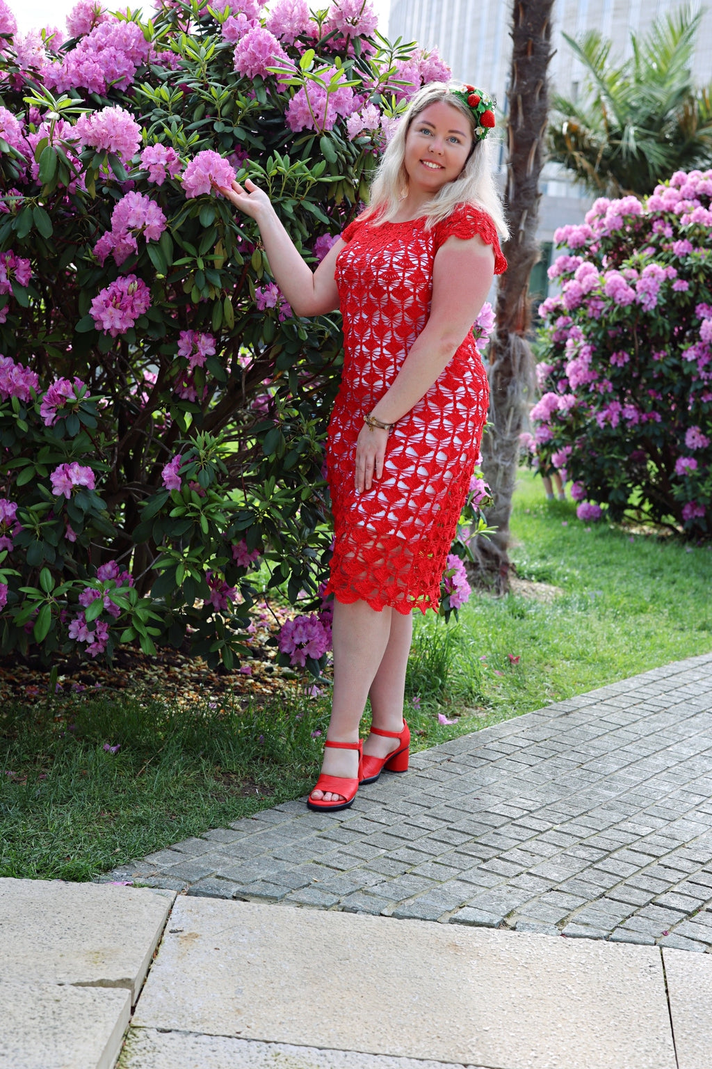 Handmade Crochet Linen Dress with Fan Stitch Pattern | Custom Made