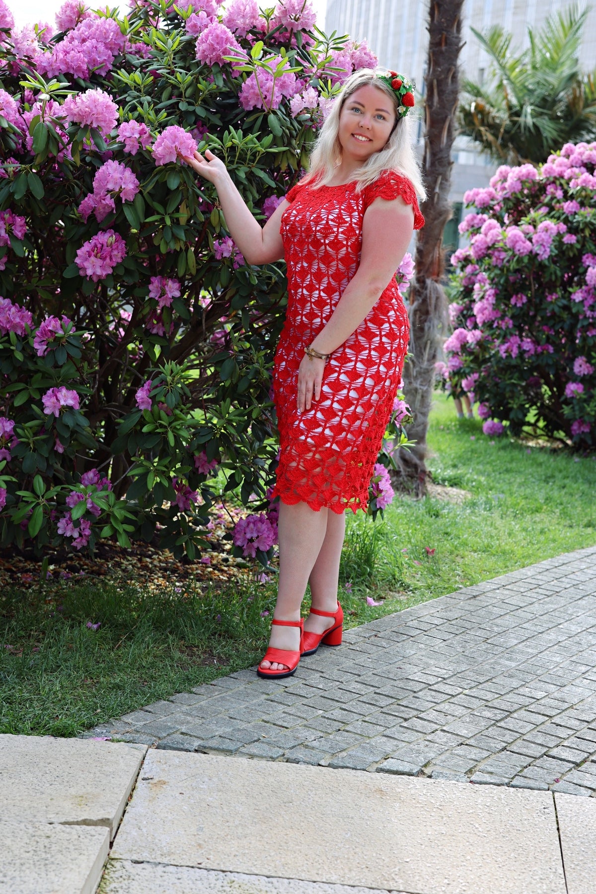 Handmade Crochet Linen Dress with Fan Stitch Pattern | Custom Made