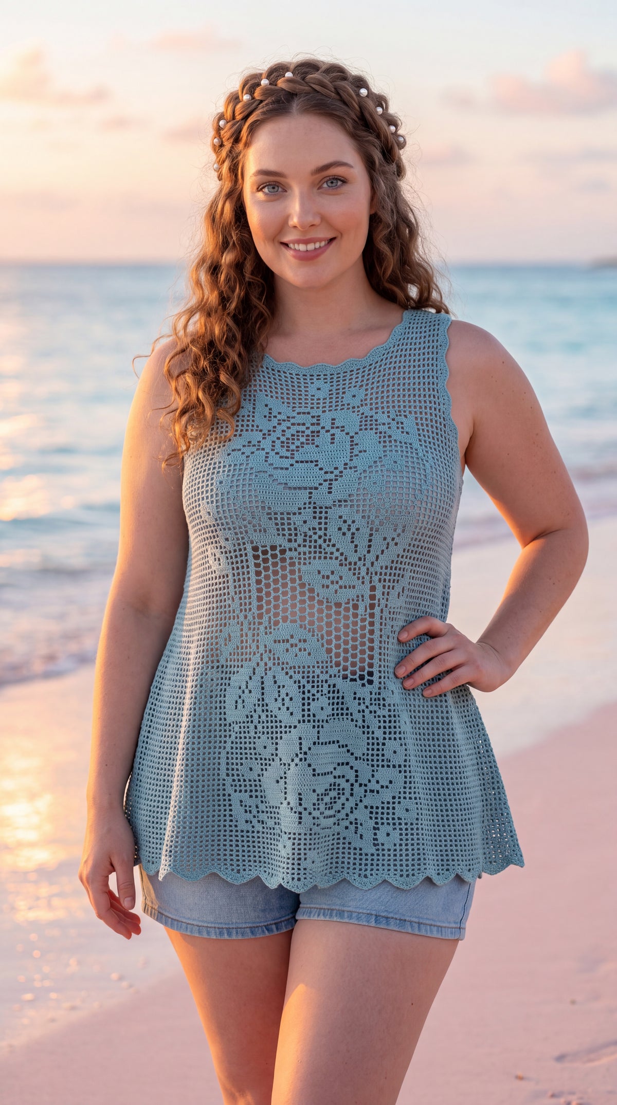 Roses in Bloom Custom Filet Crochet Tunic – Any Color