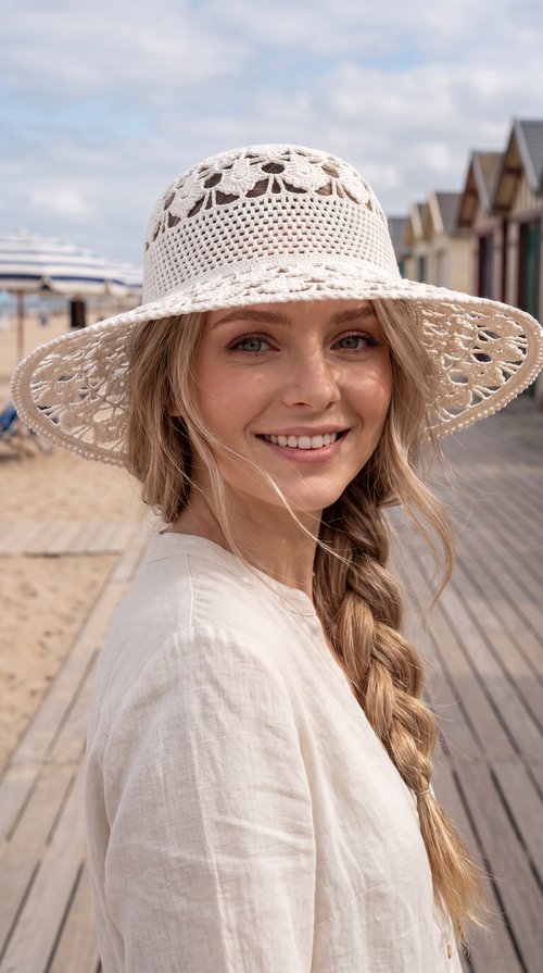 Handmade Italian Cotton Crochet Sun Hat | Custom Wide-Brim Hat