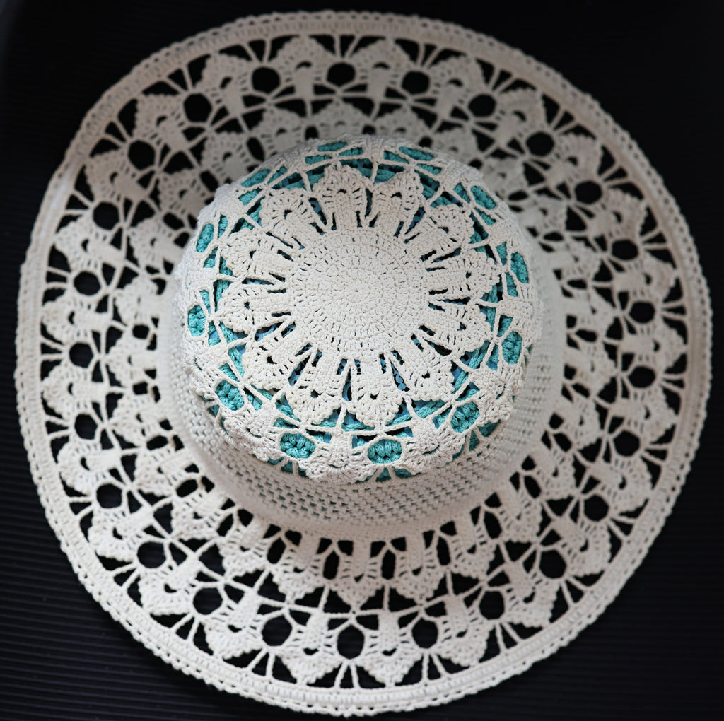 Handmade Italian Cotton Crochet Sun Hat | Custom Wide-Brim Hat
