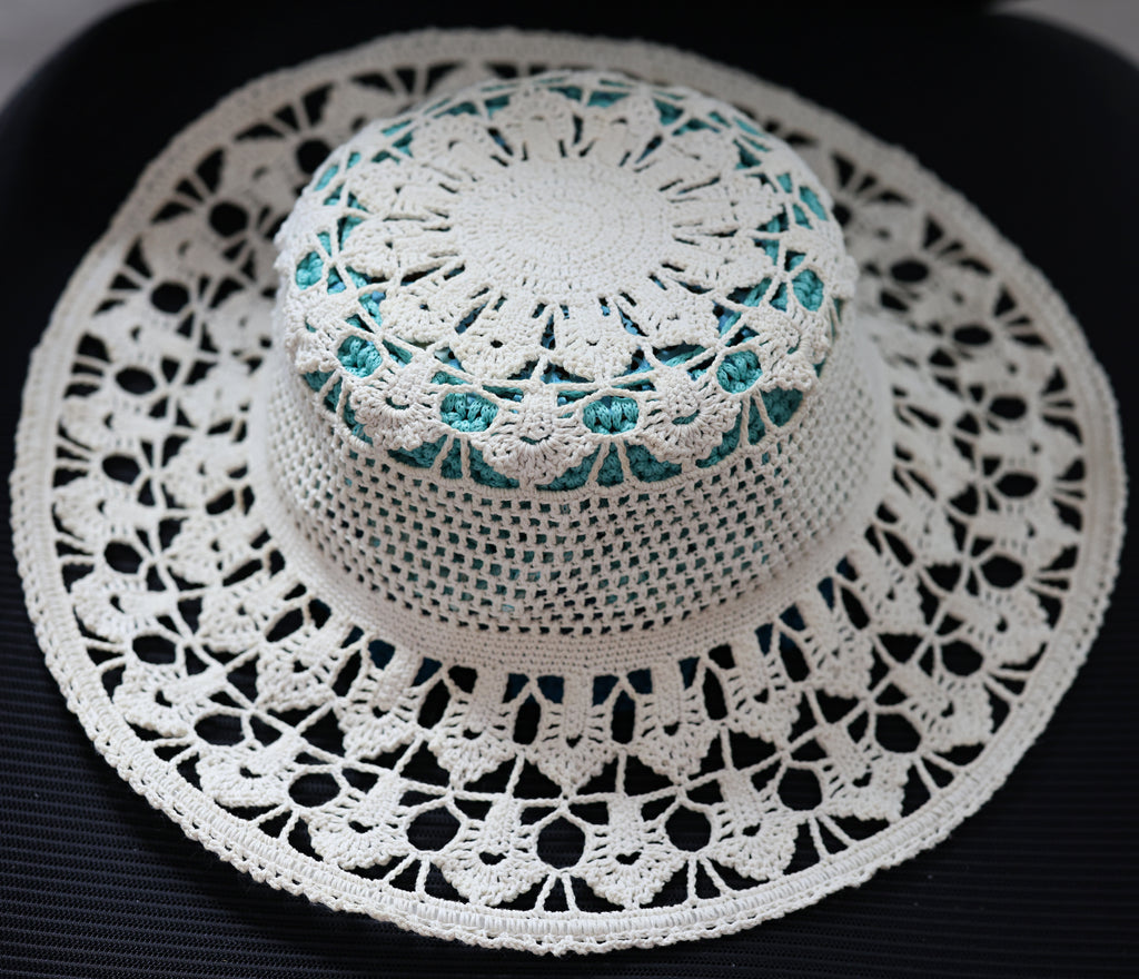 Handmade Italian Cotton Crochet Sun Hat | Custom Wide-Brim Hat
