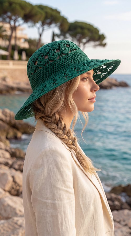 Handmade Italian Cotton Crochet Sun Hat | Custom Wide-Brim Hat