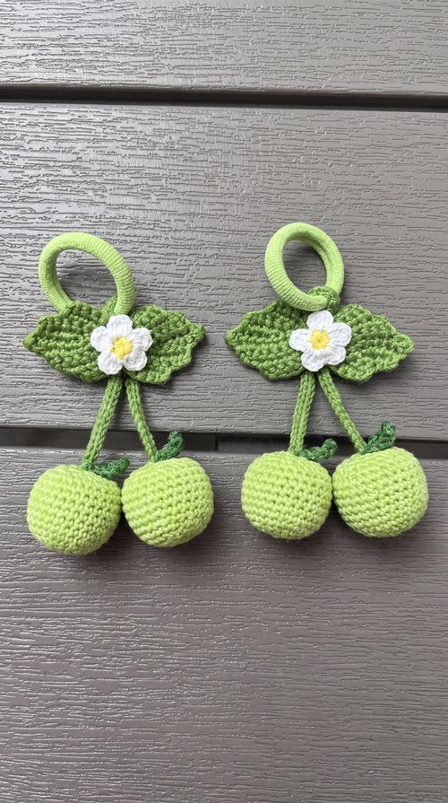 Crochet Hair Ties – Strawberries, Apples & Bluebells