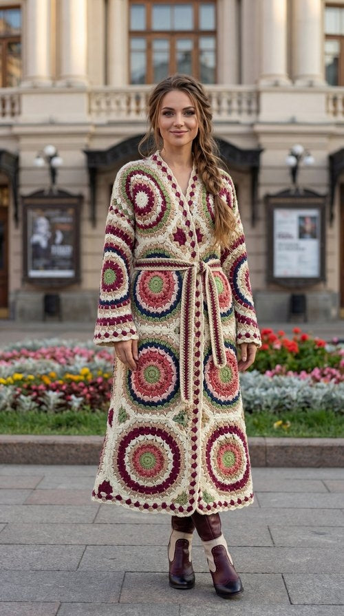 Handmade Crochet Patchwork Cardigan | 100% Argentine Wool | Custom Made