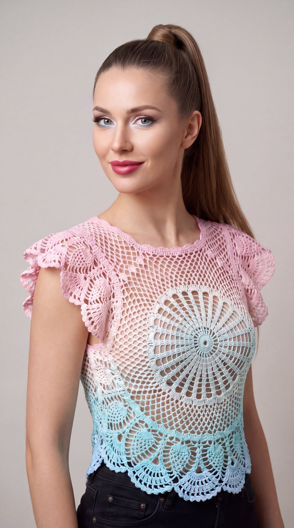 YarnArt Bouquet Colorflow Crochet Top, Handmade in 100% Cotton