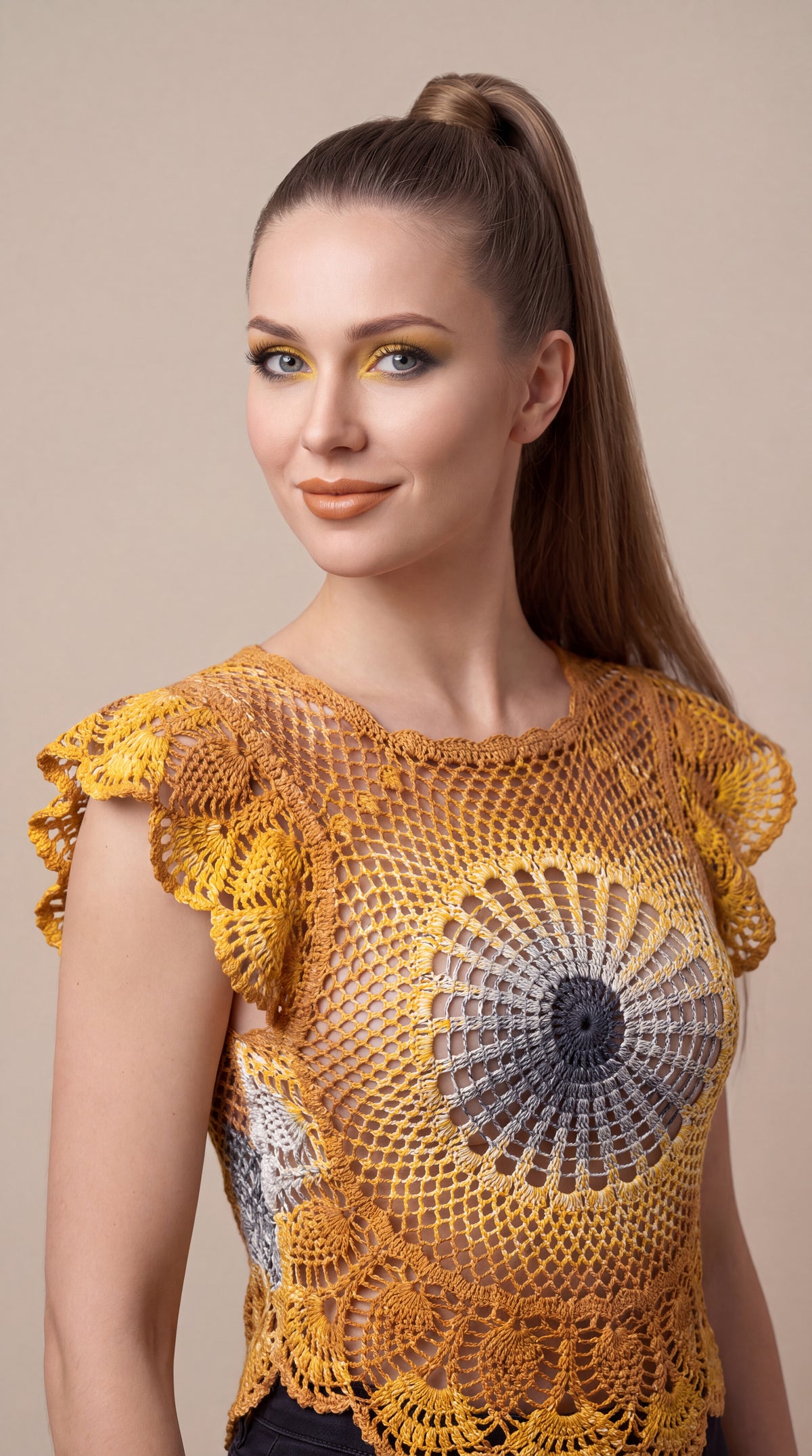 YarnArt Bouquet Colorflow Crochet Top, Handmade in 100% Cotton