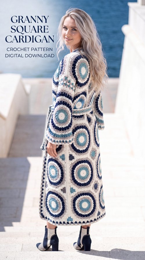 Geometric Style Crochet Cardigan — PDF Pattern