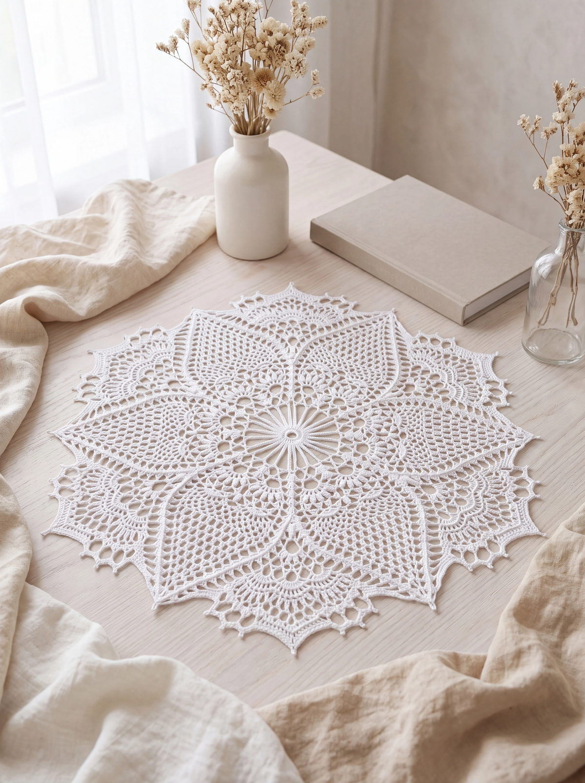 Handmade Floral Crochet Lace Doily