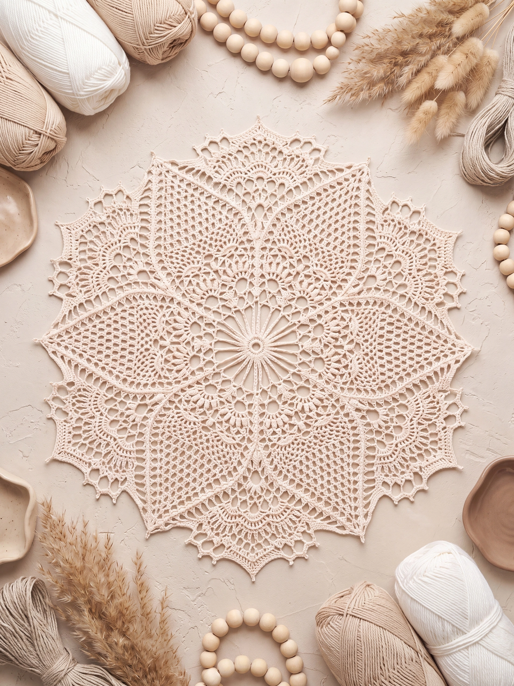 Handmade Floral Crochet Lace Doily