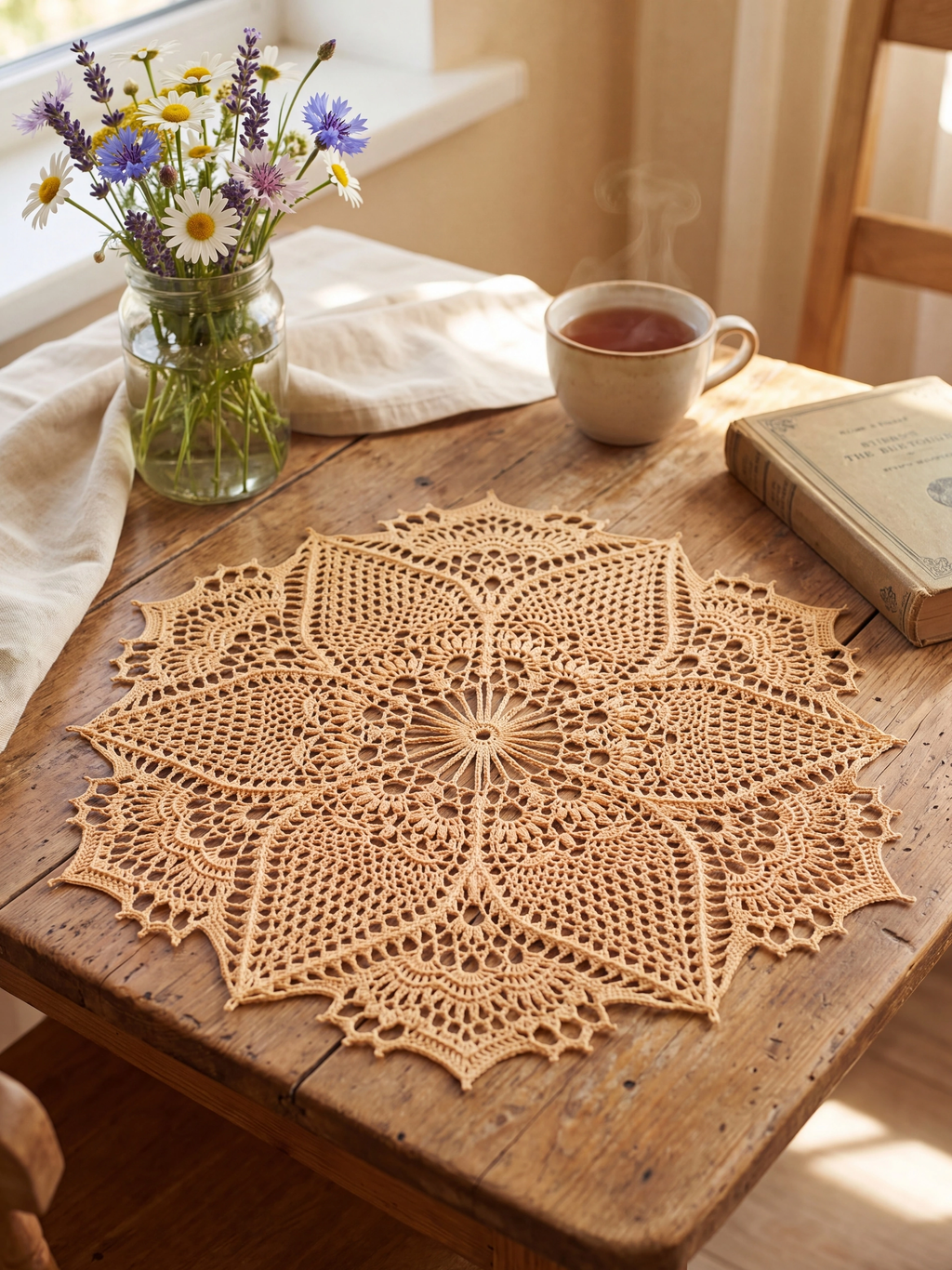 Handmade Floral Crochet Lace Doily