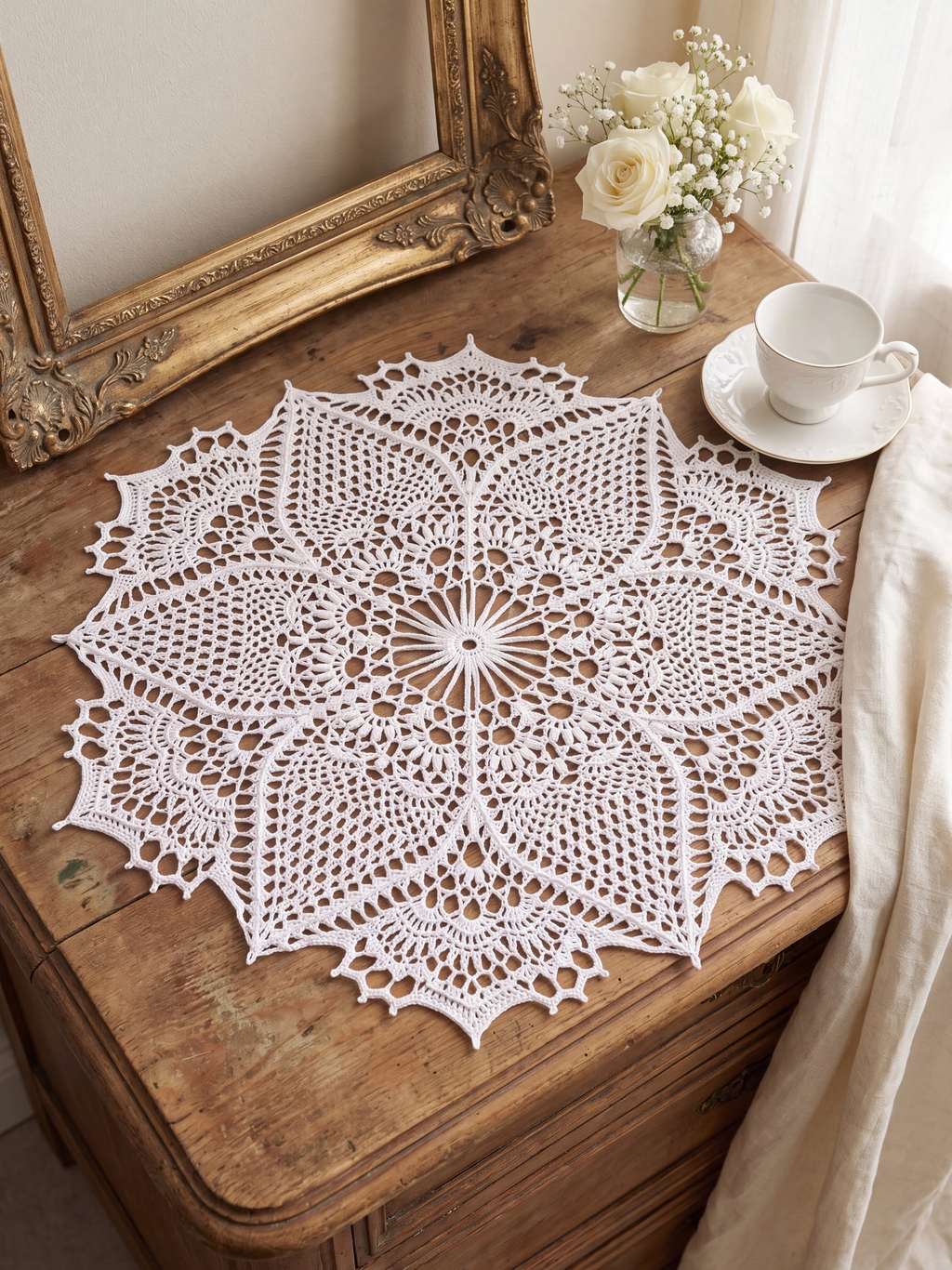 Handmade Floral Crochet Lace Doily