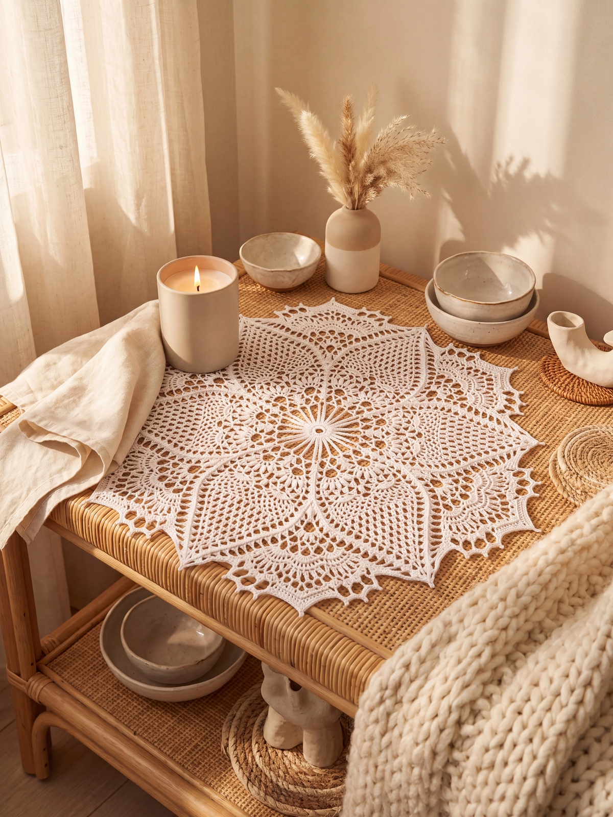 Handmade Floral Crochet Lace Doily