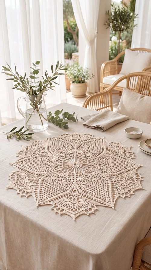 Handmade Floral Crochet Lace Doily