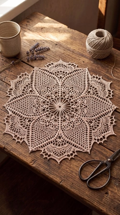 Handmade Floral Crochet Lace Doily