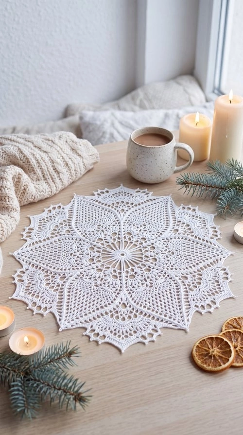 Handmade Floral Crochet Lace Doily