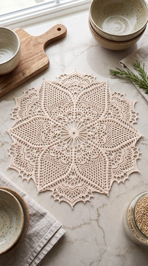 Handmade Floral Crochet Lace Doily