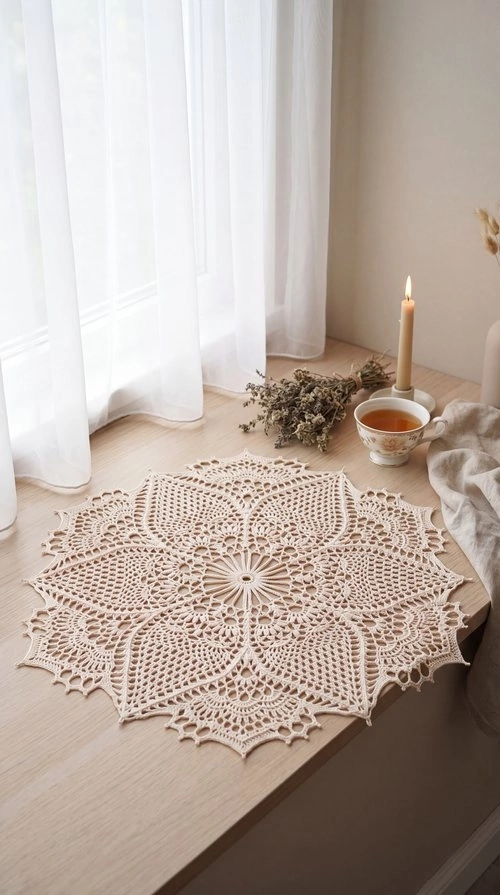 Handmade Floral Crochet Lace Doily