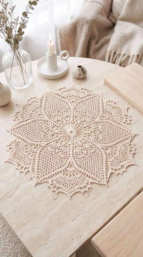 Handmade Floral Crochet Lace Doily