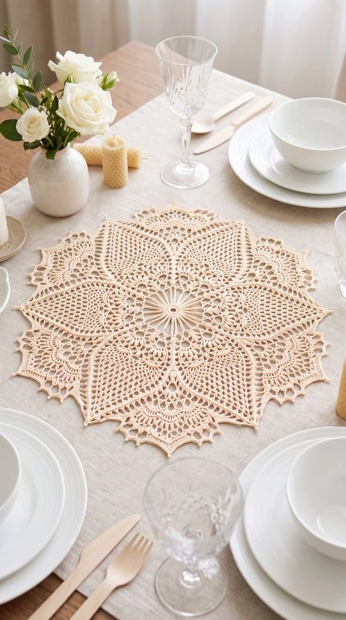Handmade Floral Crochet Lace Doily
