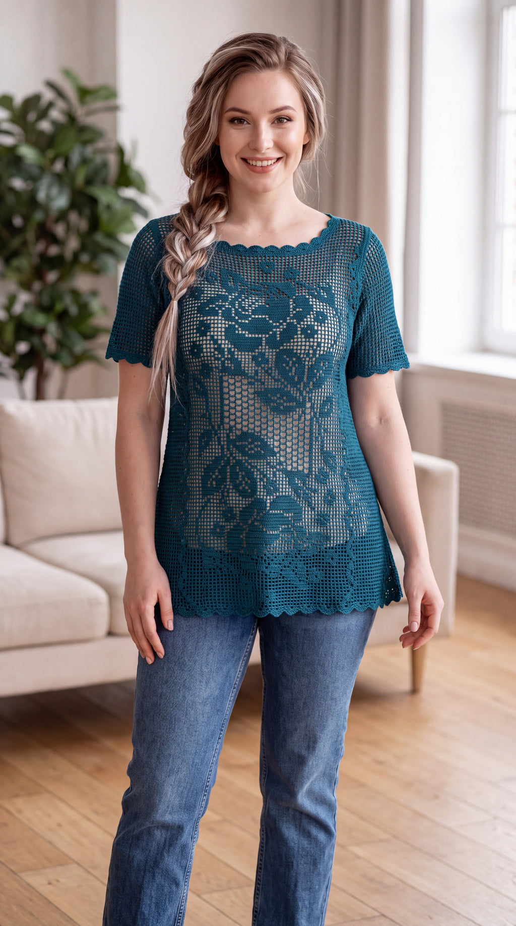 Roses in Bloom Custom Filet Crochet Tunic – Any Color