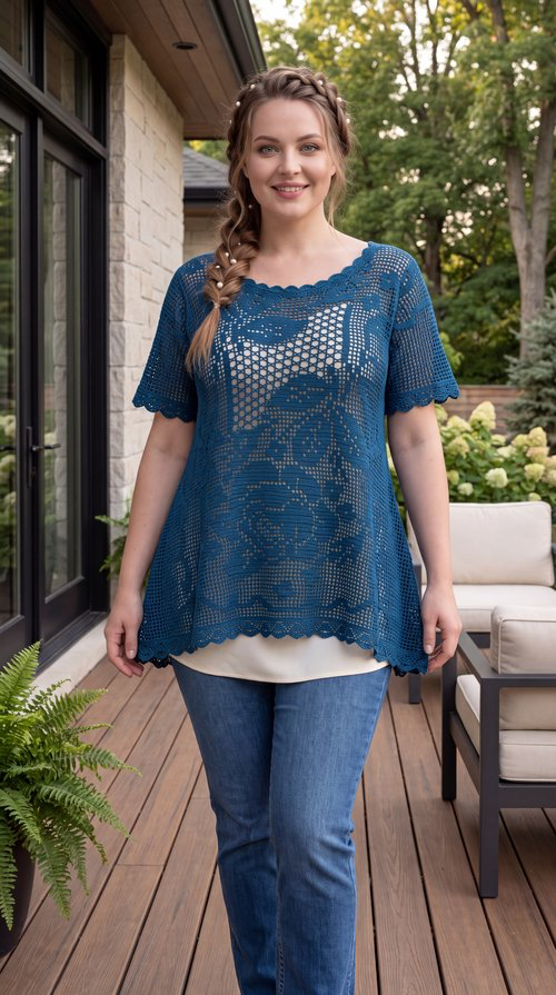 Roses in Bloom Custom Filet Crochet Tunic – Any Color