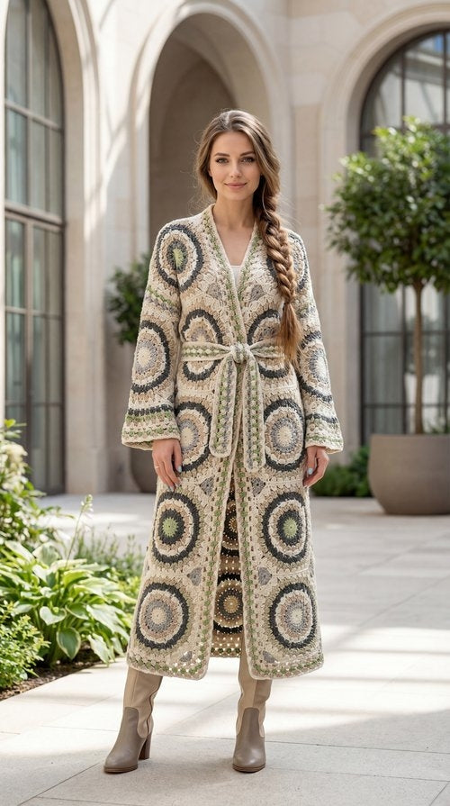 Handmade Crochet Patchwork Cardigan | 100% Argentine Wool | Custom Made