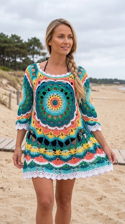 Crochet Beach Dress & Tunic – Mandala Pattern, Custom Made