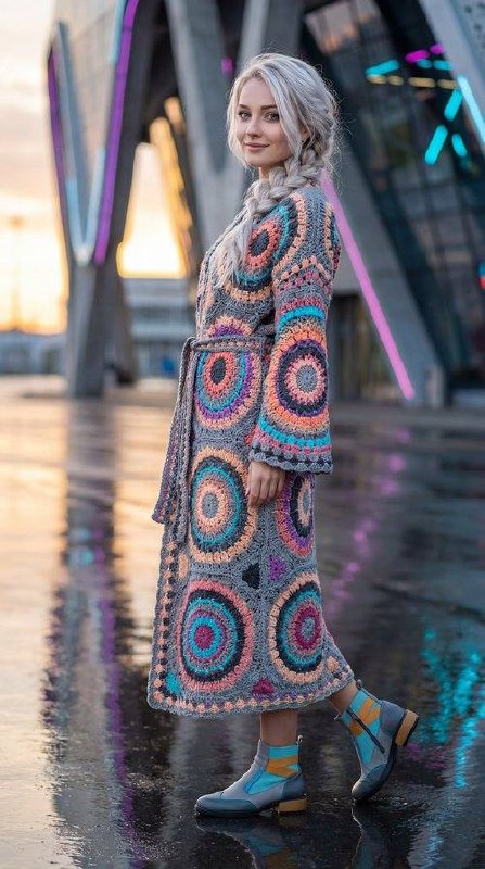 Geometric Style Crochet Cardigan — PDF Pattern