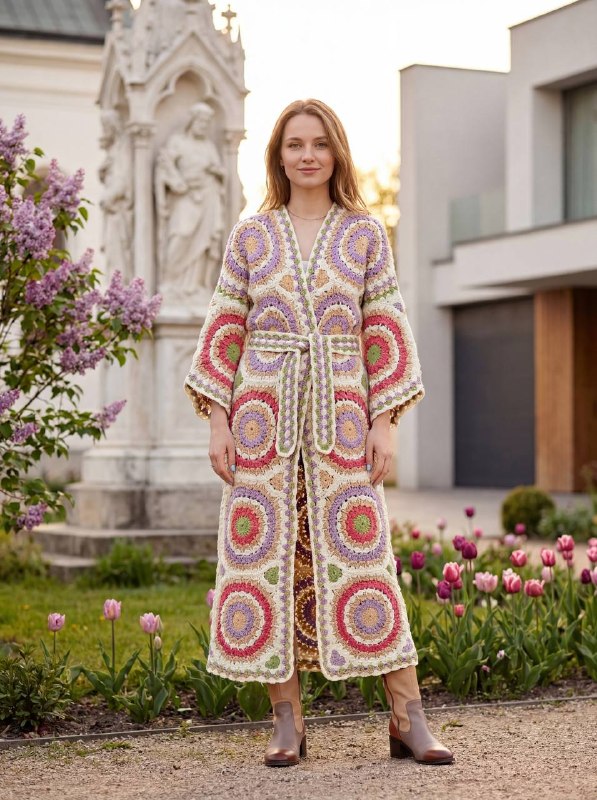 Geometric Style Crochet Cardigan — PDF Pattern