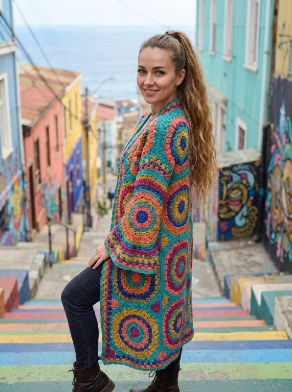 Geometric Style Crochet Cardigan — PDF Pattern