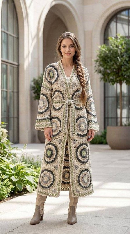 Geometric Style Crochet Cardigan — PDF Pattern