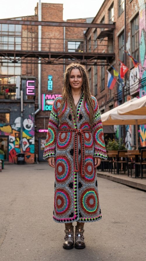 Handmade Crochet Patchwork Cardigan | 100% Argentine Wool | Custom Made