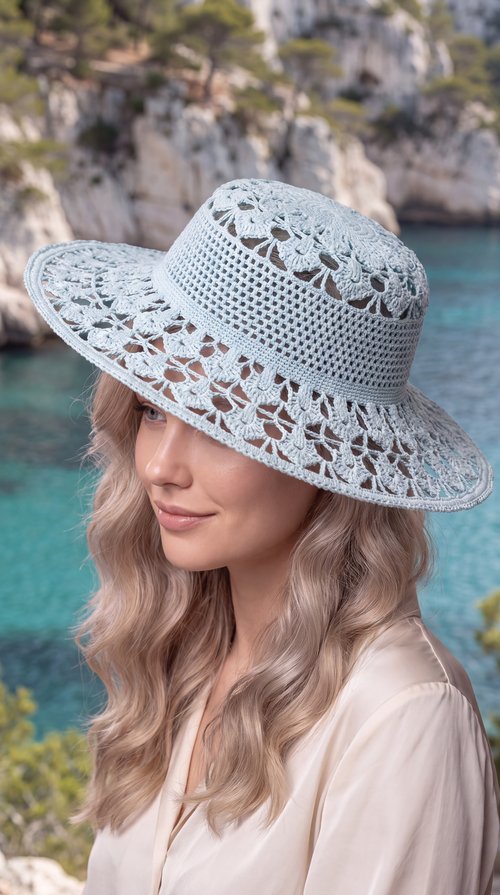 Handmade Italian Cotton Crochet Sun Hat | Custom Wide-Brim Hat
