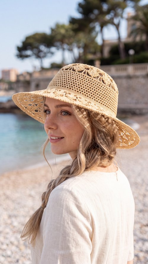 Handmade Italian Cotton Crochet Sun Hat | Custom Wide-Brim Hat