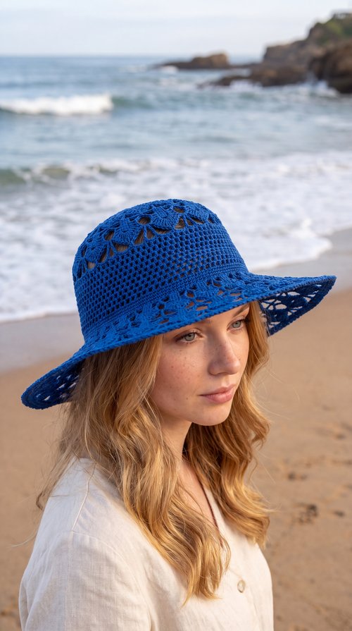 Handmade Italian Cotton Crochet Sun Hat | Custom Wide-Brim Hat