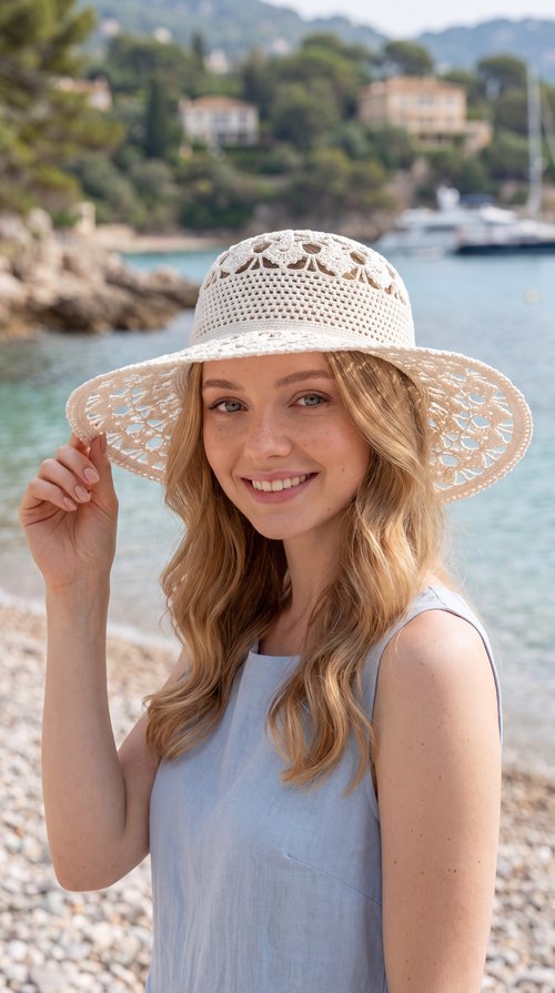 Handmade Italian Cotton Crochet Sun Hat | Custom Wide-Brim Hat