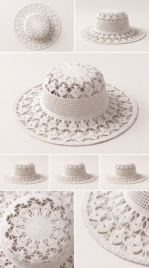 Handmade Italian Cotton Crochet Sun Hat | Custom Wide-Brim Hat