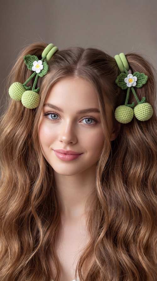 Crochet Hair Ties – Strawberries, Apples & Bluebells