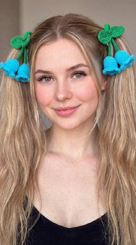 Crochet Hair Ties – Strawberries, Apples & Bluebells