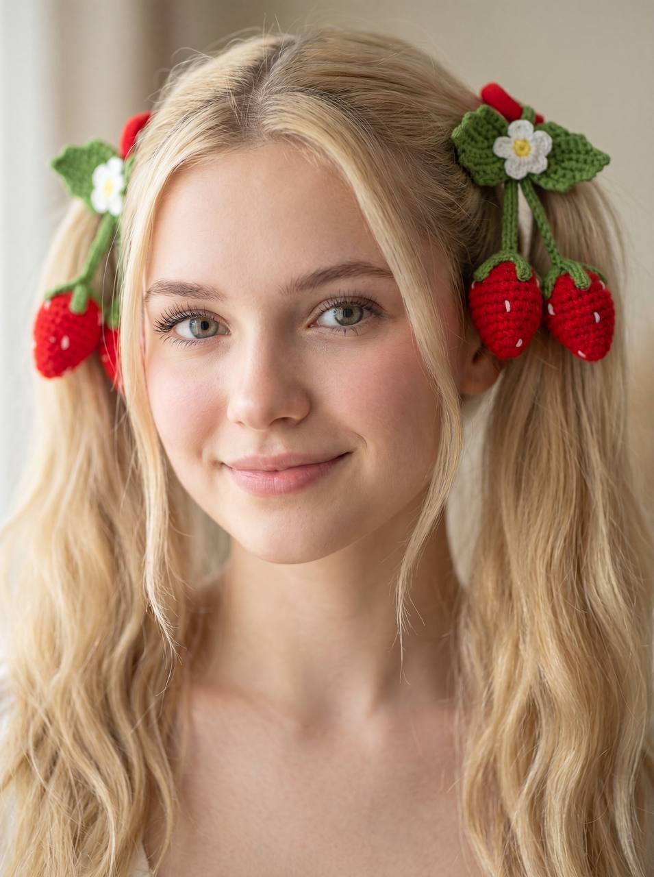 Crochet Hair Ties – Strawberries, Apples & Bluebells