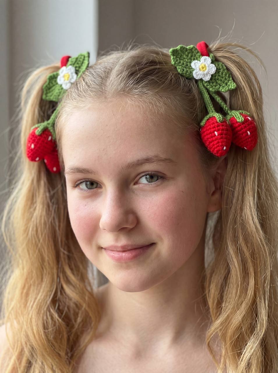 Crochet Hair Ties – Strawberries, Apples & Bluebells