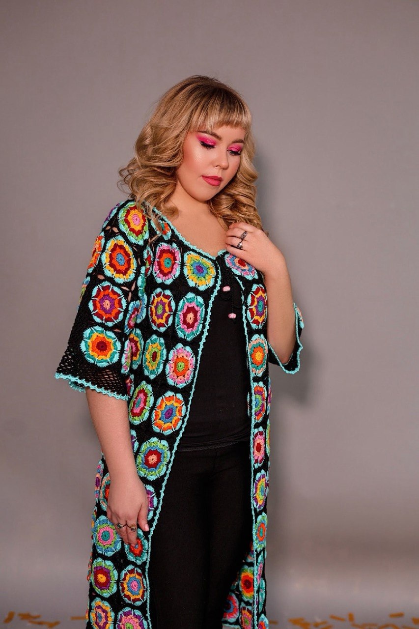 Colourful Crochet Cardigan with Belt | Made to Order in Any Colour & Size