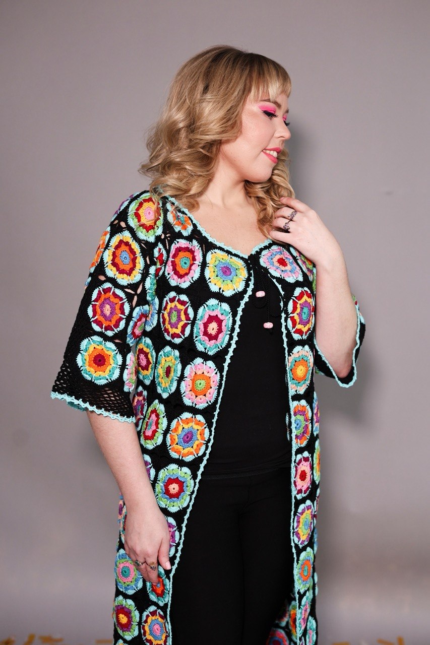 Colourful Crochet Cardigan with Belt | Made to Order in Any Colour & Size