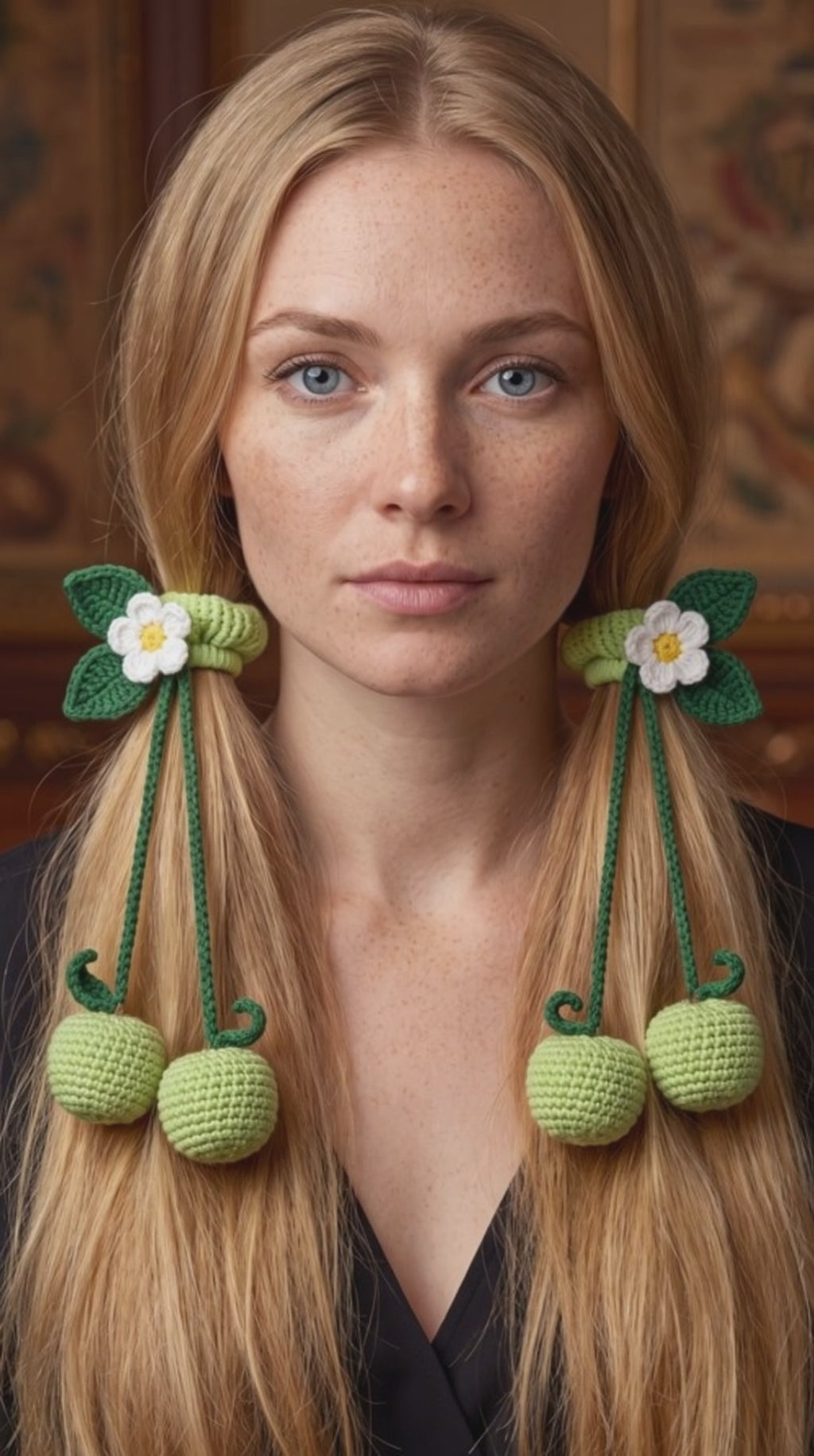 Crochet Hair Ties – Strawberries, Apples & Bluebells