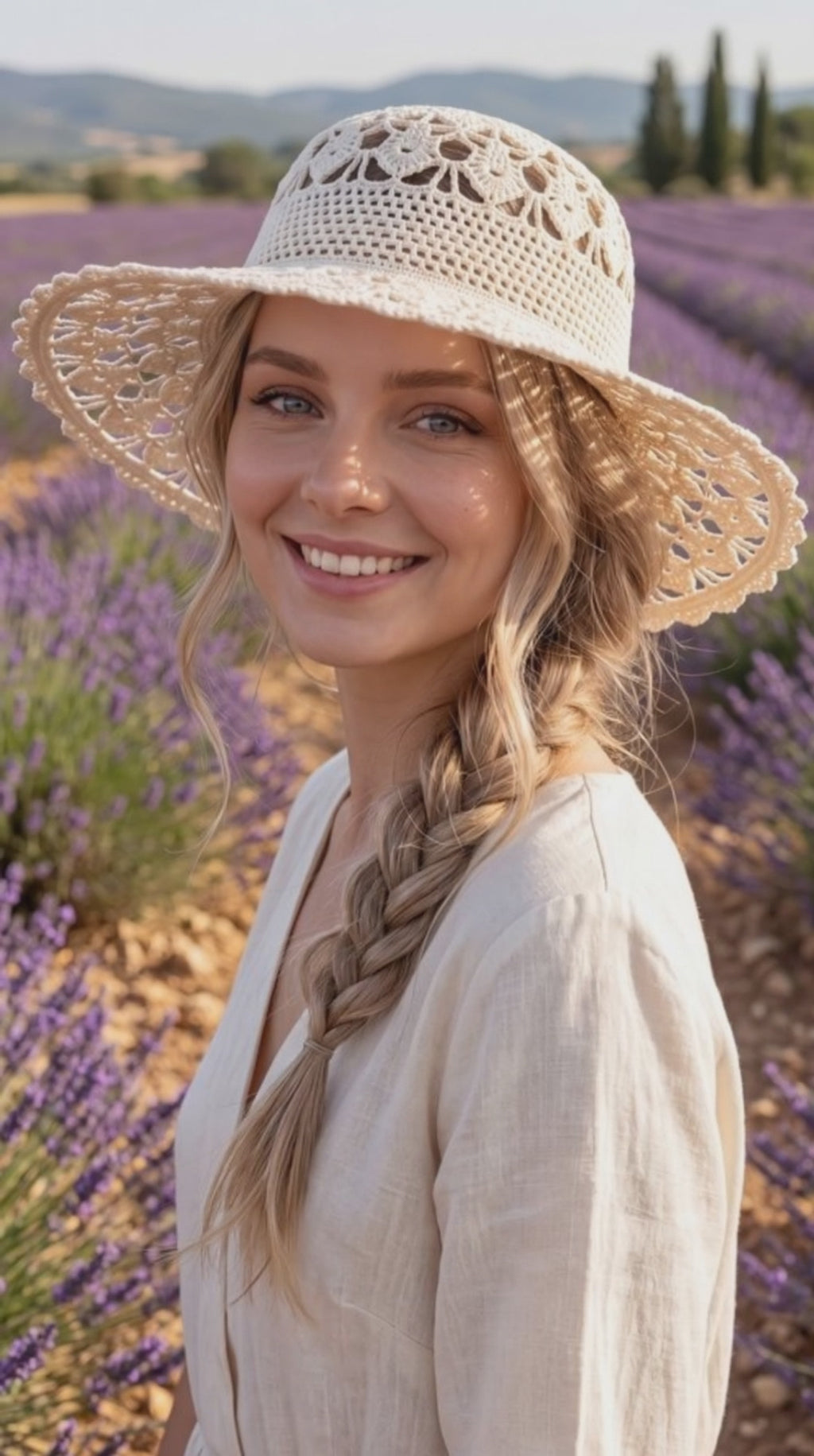 Handmade Italian Cotton Crochet Sun Hat | Custom Wide-Brim Hat