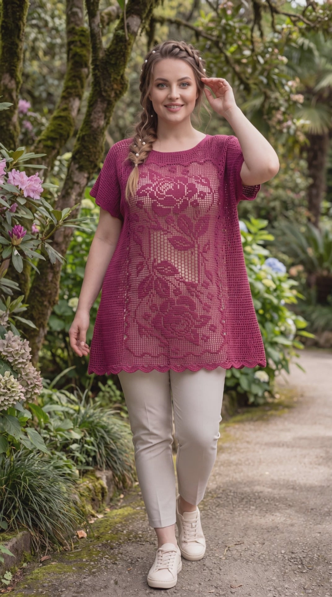 Roses in Bloom Custom Filet Crochet Tunic – Any Color