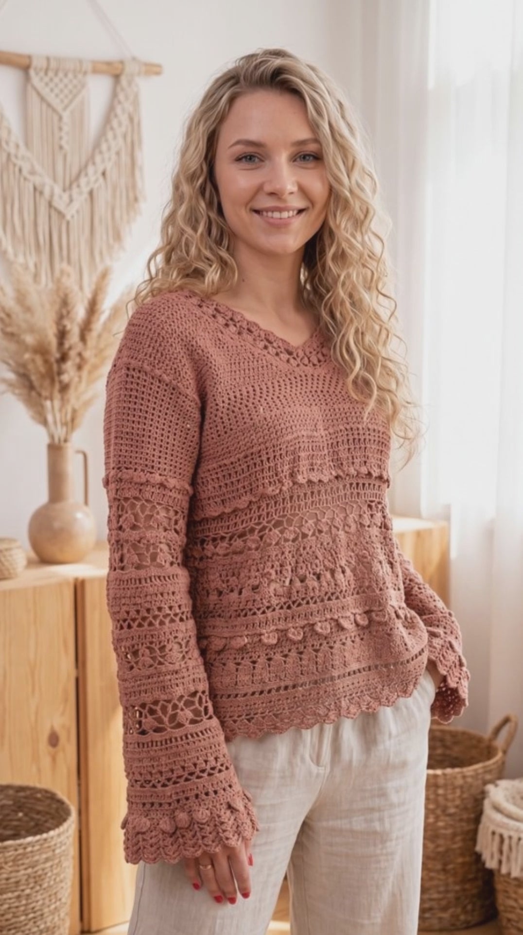 Boho Crochet Jumper | 100% Cotton | Made to Order in Any Colour & Size