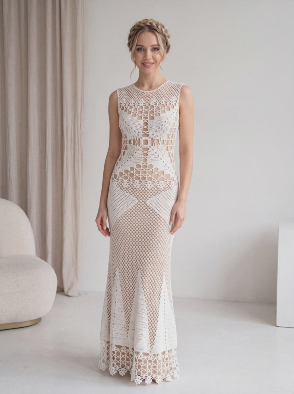 Ever After White Crochet Maxi Dress | Handmade Bridal Edition